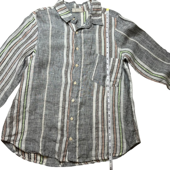 CP SHADES 100% Linen Sloane Striped Button Up Shirt Size M - Picture 10 of 12